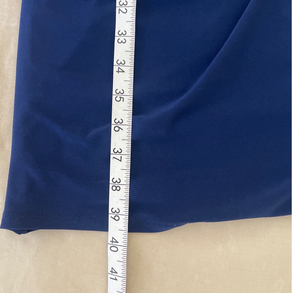 Lauren Ralph Lauren  Navy Blue Ruched Rhinestone  Dress 8 Prom Wedding Cocktail - Picture 7 of 9